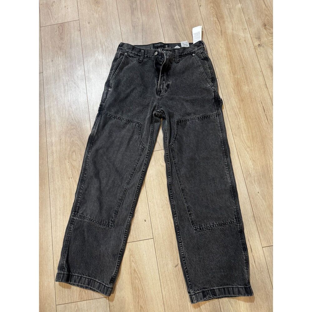 Abercrombie & Fitch Baggy Utility Carpenter Jeans Black 28x30 NWT